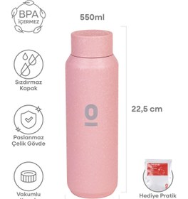 Resim Espressolab Pembe Mat Dokulu Paslanmaz Çelik Matara 550 ml Kapaklı No:99 