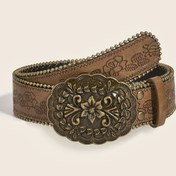 Resim Vintage Bohemian Kemer, Süsleyici Çiçekli Toka ile - Batı Kızılderilisi Tarzı, Kahverengi Altın Tonlu Detaylarla, Kotlar, Elbiseler ve Günlük Giyim için Mükemmel, Bayram Aksesuarı | Vintage Bohemian Tarzı | Kemer, Kızılderilisi Kemer 