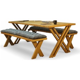 Resim Neiwel Adel Doğal Ahşap Banklı Toplantı Masasıı x 100 x 300 Açık Ceviz 