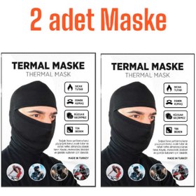 Resim SEVA Siyah Polar Kar Maskesi Termal Kışlık Maske Bere Boyunluk Motorcu Kask Bere Unisex Balaklava -2 ADET 