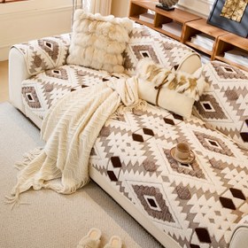 Resim 1 adet polyester çift renkli jakar kadife koltuk yastığı, evcil hayvan dostu, makinede yıkanabilir, 1/2/3/4 kişilik kanepe koruma ve dekorasyon için uygun 