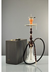 Resim Özel Taşıma Çantalı Doğal Ahşap Gövdeli Tam Tahliye Sistemli Premium Nargile Takımı 75 Cm. 