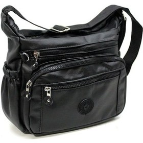 Resim Deri Postacı Çantası Siyah 