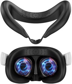 Resim Silicone VR Headset Face Cover Compatible with Meta/Oculus Quest 3,Sweat-Proof Lightproof Non-Slip Washable Replacement Eye Pad (Black) 