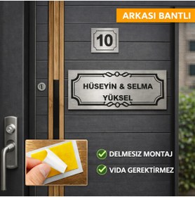 Resim Outdoor One Kişiye Özel Kapı İsimliği Klasik Ev Dış Kapı İsimliği Çelik Kapı İsimliği Gümüş 02 