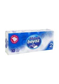 Resim Mavi Beyaz Çift Katlı Tuvalet Kağıdı 10 Rulo 
