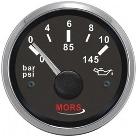 Resim Mors Yağ Göstergesi 12-24 V 10 Bar - Siyah Çap 55Mm Siyah 