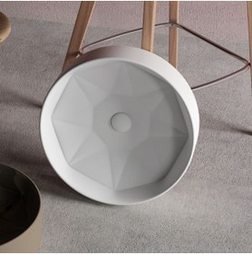 Resim LUCCO Diamante 42 Cm Tezgah Üstü Yuvarlak Lavabo Beyaz 