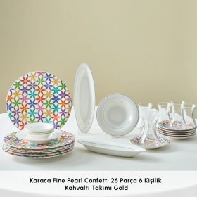 Resim Karaca Fine Pearl Confetti 26 Parça 6 Kişilik Kahvaltı Takımı Gold 