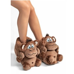 Resim Twigy Monkey Unisex Hayvanlı Panduf Kahverengi 36/43 AA0600 Kahverengi 