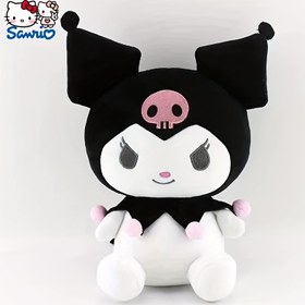 Resim 1 adet Sanrio Kuromi Peluş Oyuncak - Pembe Boynuzlu ve İfade Dolu Gözlerle Sevimli Karikatür Köpek Tasarımı, Yumuşak Peluş Malzeme ile Evcil Arkadaş, Ev Dekoru, Fotoğraf Propu, Hediye - Tüm Irklar & Boyutlar 