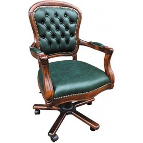 Resim Masifart_Mobilya Masifart Carmen Ahşap Klasik Ofis Çalışma Koltuğu Ceviz Makam Kol 