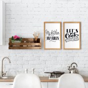 Resim BK Gift Dekoratif Doğal Ahşap Raf ve 2’li Mutfak Konseptli Ahşap Tablo-8 