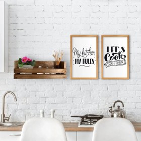 Resim BK Gift Dekoratif Doğal Ahşap Raf ve 2’li Mutfak Konseptli Ahşap Tablo-8 