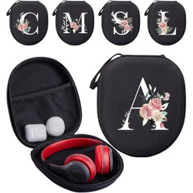 Resim Floral Initial Kulaklık Kılıfı - Şok Geçirmez, Dayanıklı Polyester Depolama Çantası Kulaklıklar ve Aksesuarlar için Fileli Cep ile - Teknoloji Tutkunları, Seyahat ve Günlük Kullanım için Mükemmel Hediye, Teknoloji Hediye Çantası | Çiçek Desenli Kılıf | Dayanıklı Fermuar Kapanışı, Kulaklık Depolama Kılıfı 