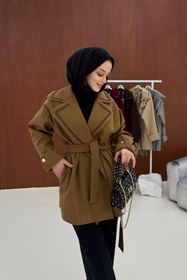 Resim Camel Yakası Boncuklu Nakışlı Gold Kaşe - 36 / Camel 