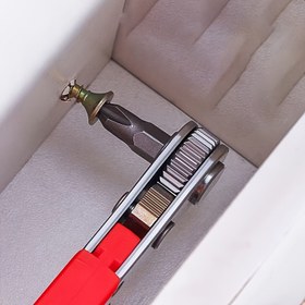 Resim 1pc Kırmızı Çelik Çok Fonksiyonlu Tornavida ile Ratchet, Dirsek Anahtarı, Sağ Açılı Bükücü, Haç Kafa Seti - Dar Alan Uyumlu, Manuel Şarj Edilmeyen Alet, Batarya Gerekmez 