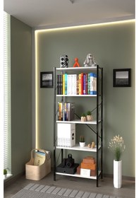 Resim VayAvm Metal Kitaplık 5 Raflı Dekoratif Kitaplık Efes 