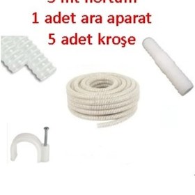 Resim Klima Su Tahliye Hortumu 3 Metre + Ek Parça + 5 Adet Kroşe 