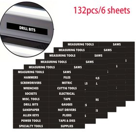 Resim 132 Parça/6 Yaprak Alet Kutusu Organizasyon Etiketleri Seti: Dayanıklı, Suya Dirençli, Kolay Araç Tanımlama ve Verimli Çalışma Alanı İçin 