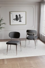 Resim Bohem Polo Mutfak Sandalyesi Gümüş Koyu Gri 