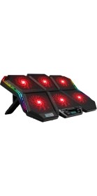 Resim Coofbe LED Işıklı Ayarlanabilir 7 Kademeli Stand 6 Fanlı Göstergeli Notebook Laptop Soğutucu Turbo Fan 