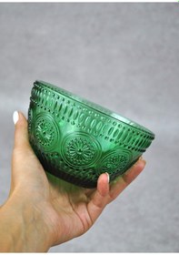 Resim 1 Adet Zümrüt Yeşili Cam Bowl Kase Çorba Sunum Kahvaltılık Yulaf 