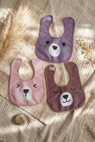 Resim Babydonat Beary Comfort 3'lü Paket Sıvı Geçirmez Leke Tutmaz Ayıcık Figürlü Bebek Mama Önlüğü Seti - Pastel Re 