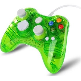 Resim Didadodo X360 Şeffaf Kablolu Oyun Kumandası - Led Işıklı Ve Titreşimli Yeşil Renk, Güçlü Tıklama Hissi, Yeşil 