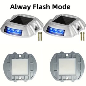 Resim 1/2 adet Metal Güneş Enerjili Deck Işıkları - Işık Sensörü Kontrolü ile Yarı-Flush Montaj LED Yol İşaretleri, Mavi ve Beyaz LED Şerit, Dayanıklı Varnişli Bitiş, Sürücü Yolu, Adım, Yaya Yolu, Bahçe, Bahçe, Dış Aydınlatma|Modern Dış Aydınlatma|Güneş Enerjili Işıklar 