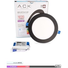 Resim ACK 12W Sıva Altı Yuvarlak LED Panel Armatür Siyah Gövde 6500K Be Siyah 