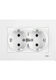 Resim Viko Karre Ikili Topraklı Priz Beyaz Viko Karre İkili Topraklı Priz 