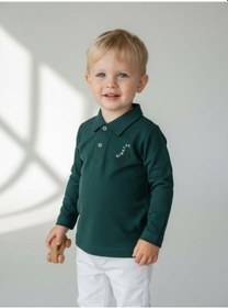 Resim Zekids Erkek Bebek Zürafa Baskılı Uzun Kollu T-shirt-16938 Yeşil 