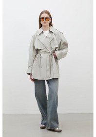 Resim Manuka Lızbon Oversıze Kısa Trençkot Yeşil 