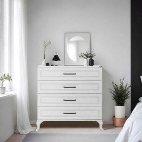 Resim Adore Country 4 Çekmeceli Şifonyer - Mat Lake Beyaz 