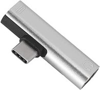 Resim 2'si 1 arada şarj dönüştürücü, iyi ses kalitesi, 3,5 mm soketten C tipine, USB cihazları, akıllı telefonlar, C tipi telefonlar, telefon şarjı (gümüş) 
