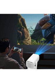 Resim hello code Powerbanklı Android Taşınabilir Projeksiyon Wifi Ve 4k Destekli Rgb Led Akıllı Sinema Projektör 