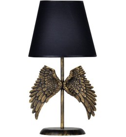 Resim Qdec Modern Dizayn Melek Abajur Gold-Siyah Altın - Siyah 