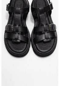 Resim Luvishoes Melvın Siyah Hakiki Deri Kadın Sandalet Siyah 