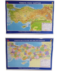 Resim Artı Türkiye Haritası Çift Taraflı Fiziki Ve Siyasi 70x100 2 Adet 