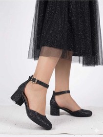 Resim pediashoes KIZ ÇOCUK SİYAH SİMLİ KARE TOPUKLU ABİYE ŞIK AYAKKABI 