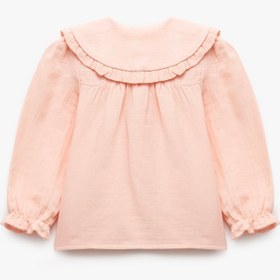 Resim Kız Bebek Pamuklu Fırfır Detaylı Uzun Kollu Bebe Yaka Gömlek 