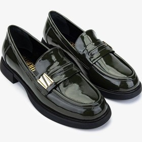 Resim Valmenti Kadın Hakiki Deri Yeşil Loafer Ayakkabı 35 5648 Bn Ayk Sk24-25 Hakı Rgn Yeşil 