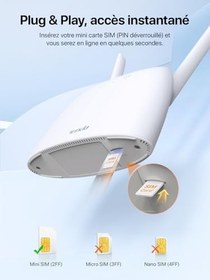 Resim Tenda 4G07 4G Router 4g Box, 4G+ LTE Çift Bant WiFi Modem (5GHz: 867 Mbps +2.4GHz: 300 Mbps) Herhangi bir Operatör için SIM Kartlı 4GMobil Yönlendirici, 64 Cihaza Kadar Bağlantı 