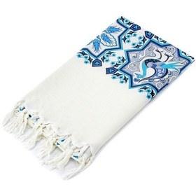 Resim Tavus Kuşu Çini Baskılı Pamuk Bambu Peştemal 