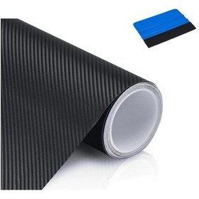 Resim Hava Kanallı Siyah Karbon Kaplama Folyosu 152 Cm X 50 Cm + Keçeli Ragle 