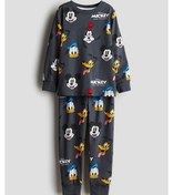 Resim Tüm Mevsimler Pamuklu Alt Üst Pijama Takımı Füme Renk Mickey Mouse Ve Arkadaşları Temalı Füme Mickey And Friends Füme 