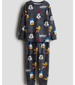 Resim Tüm Mevsimler Pamuklu Alt Üst Pijama Takımı Füme Renk Mickey Mouse Ve Arkadaşları Temalı Füme Mickey And Friends Füme 