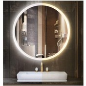 Resim GLOBAL LED MIRROR 90 cm Kumlamalı Yuvarlak Ledli Ayna Banyo Aynası Dekoratif Ayna Boy Ayna Salon Duvar Ayna 