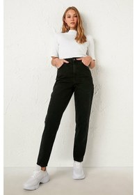 Resim Lavajeans Julia Siyah Likralı Mom Jean Pantolon Siyah 1 Siyah 